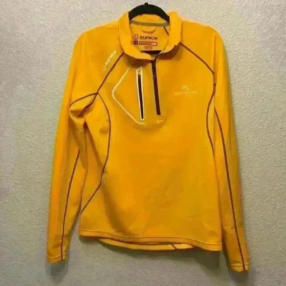 Yellow Sunice Sport quarter zip sz M *flaw* athletic athleisure bright running